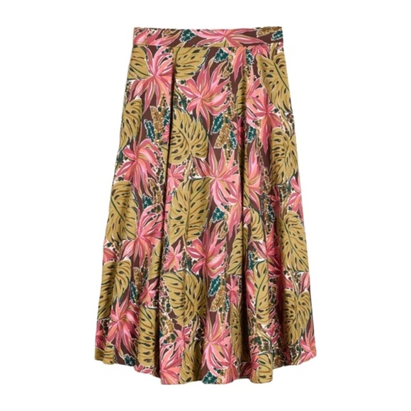 NWT Madewell Crinkled Crepe Maxi Bruah Stroke Monstera Skirt Pockets! 12 - Picture 2 of 11